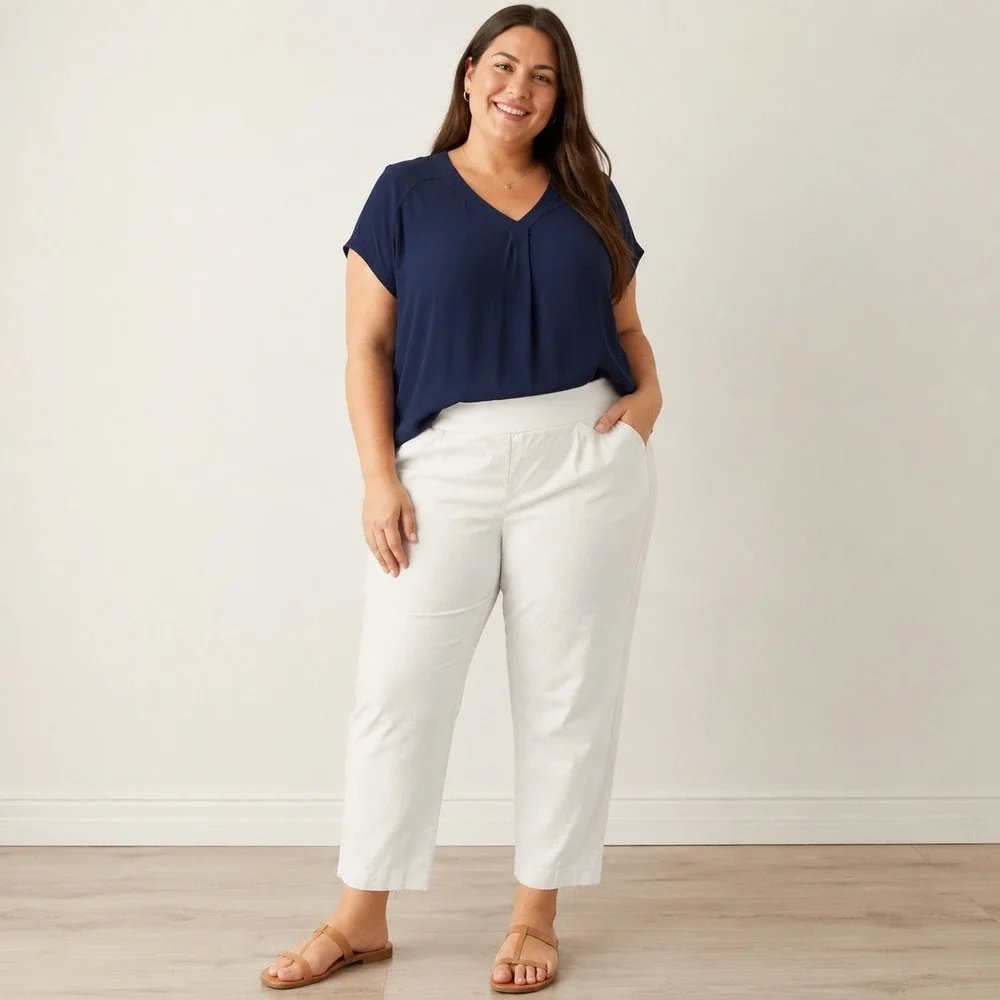 Chicos Fabulously Slimming Perfect Stretch White Ankle Pants Size 3 XL 16